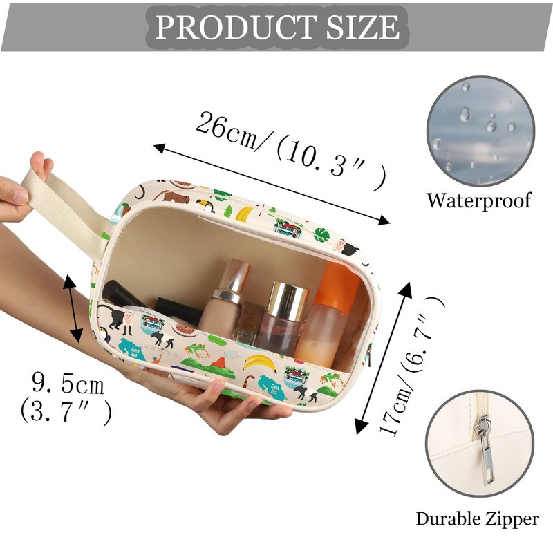 MNIGIU Costa Rica Symbols Souvenir Clear Cosmetic Bag Costa Rica Vacation Gift Travel Lover Pouch North America Travel Gift (Costa Rica Clear Cosmetic Bag)