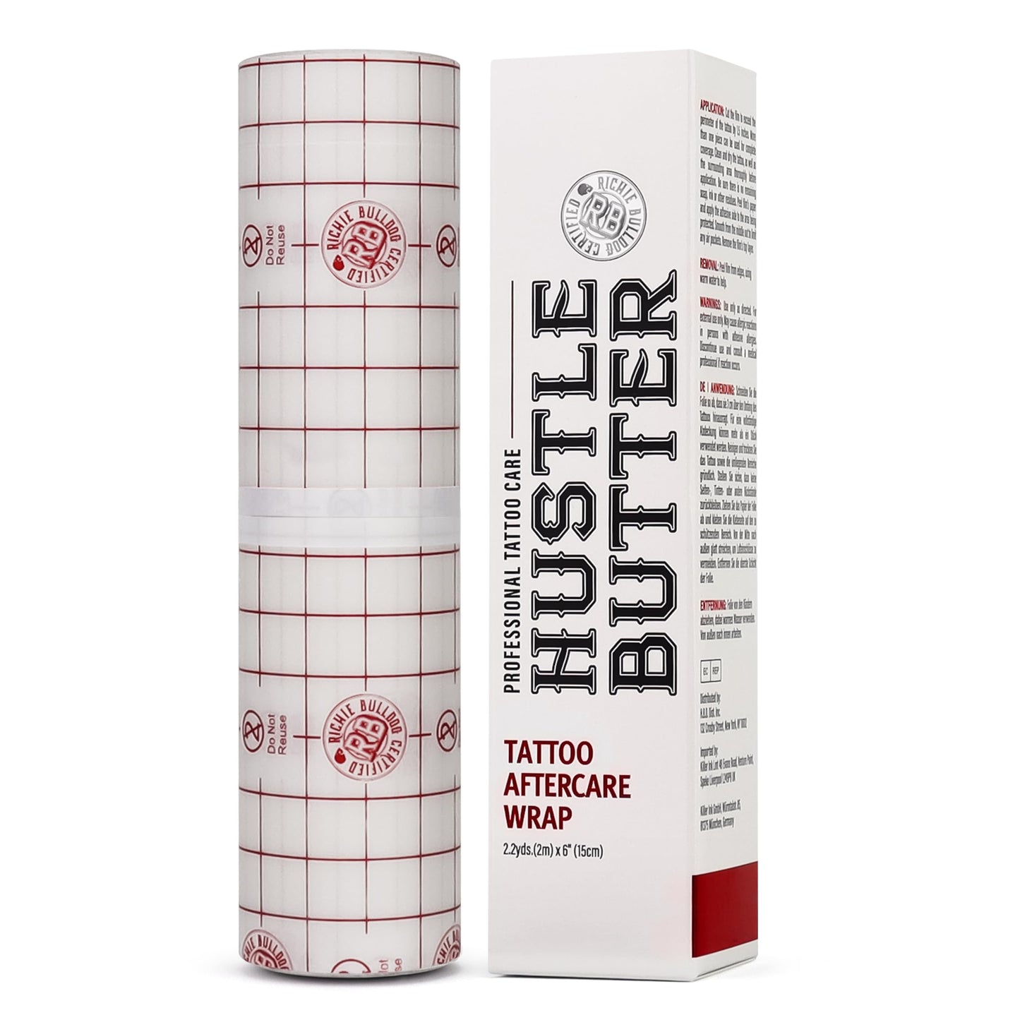 Hustle Butter Second Skin Tattoo Wrap - 6 Inches x 2.2 Yards - Transparent Adhesive Roll - Easy Application & Removal, Mess-Free Wrap - Breathable & Latex-Free - Small to Medium Tattoo Aftercare