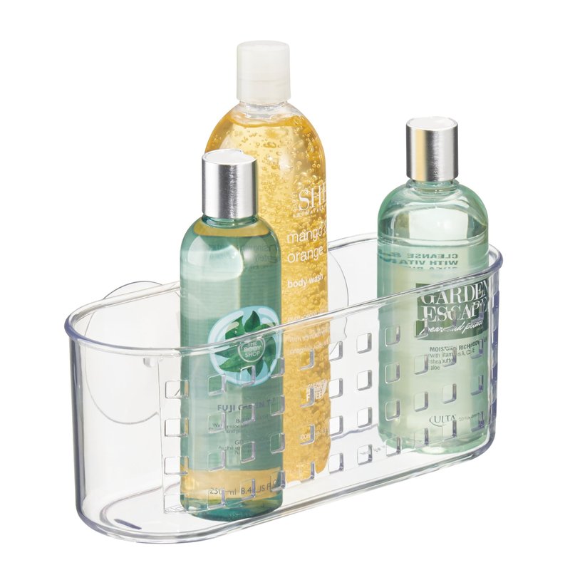 iDesign Hanging Suction Shower Caddy Basket for Bathroom Storage - Clear - Made in USA