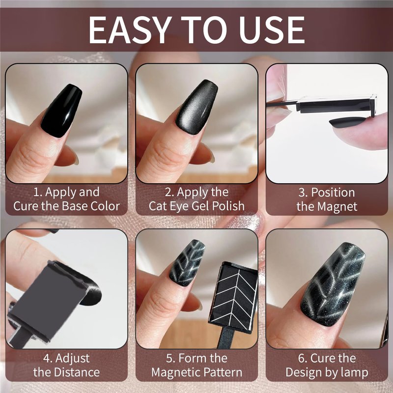 CllyCnny Cat Eye Magnet for Nails Set:15PCS Cateye Gel Nail Polish Magnet Wand , Polish Cateye Magnetic for Nails, Cat Eye Magnetic Sticks Nail Art Design Tools