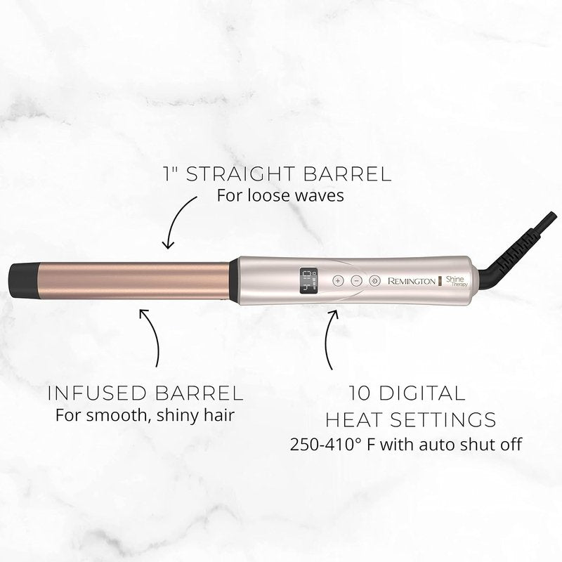 Remington Shine Therapy Curling Wand - 1 Inch Argan Oil & Keratin Infused for Loose Waves | Includes Heat Glove