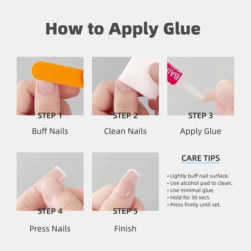 Medium Square Press-On Nails - Classic White V-Tip French Manicure | Glue-Free Acrylic with Adhesive Tabs (24 Pcs)
