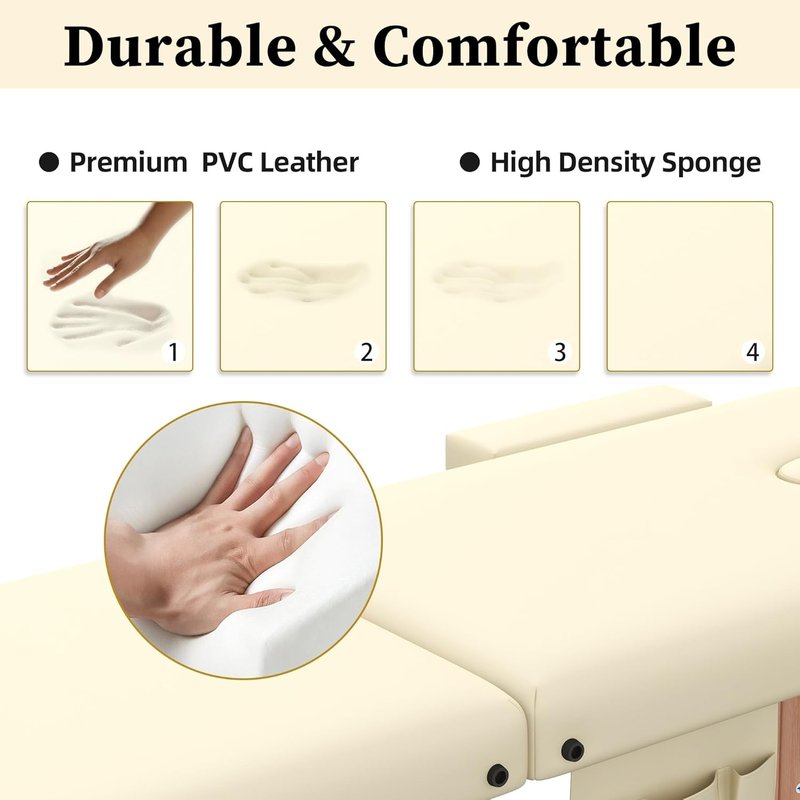 Civama Portable Massage Table - Lightweight Aluminum Frame with Carrying Bag | Beige, Ideal for Spa & Tattoo Use