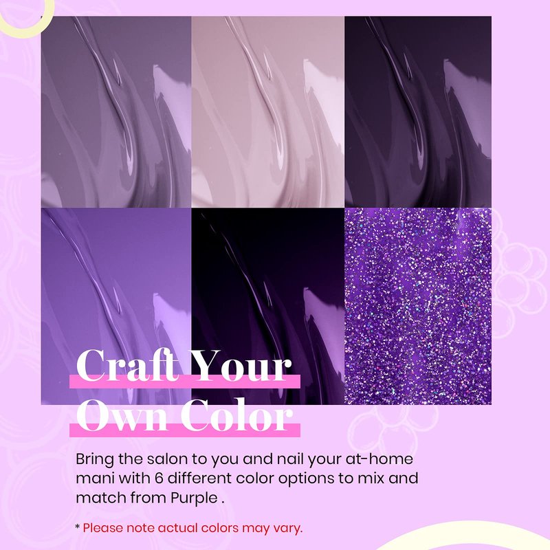 Beetles Purple Gel Polish - Grape Vine 6 Colors Purple Lavender Dark Lilac Glitter Pink Nail Polish Soak Off Uv LED Gel Nail Kit Salon Diy Nail Art Manicure Home Spring Gifts for Women