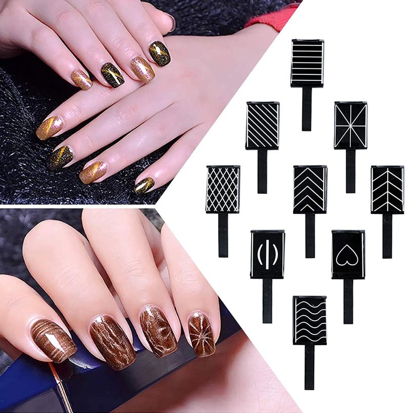 15 Pieces Nail Magnet Tool Set, Double-head Flower Design Nail Magnet Pens Magnet Stick 3D Magnetic Cat Eye Gel Polish Nail Art, for DIY 3d Magnetic, Salon, Studio or Home
