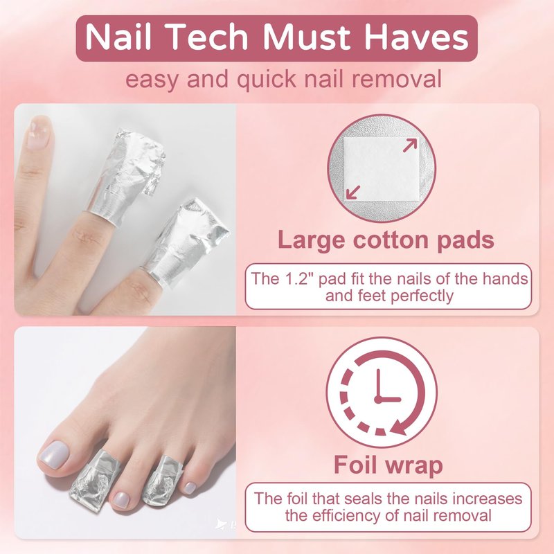 RAQEHO 300 Nail Polish Remover Pads - Nail Foils Soak Off Wraps Sheets Gel Acrylic Glue Polish Remover with Lint Free Cotton Wipes Pads Stuff Essentials Tech Must Haves At Home Supplies