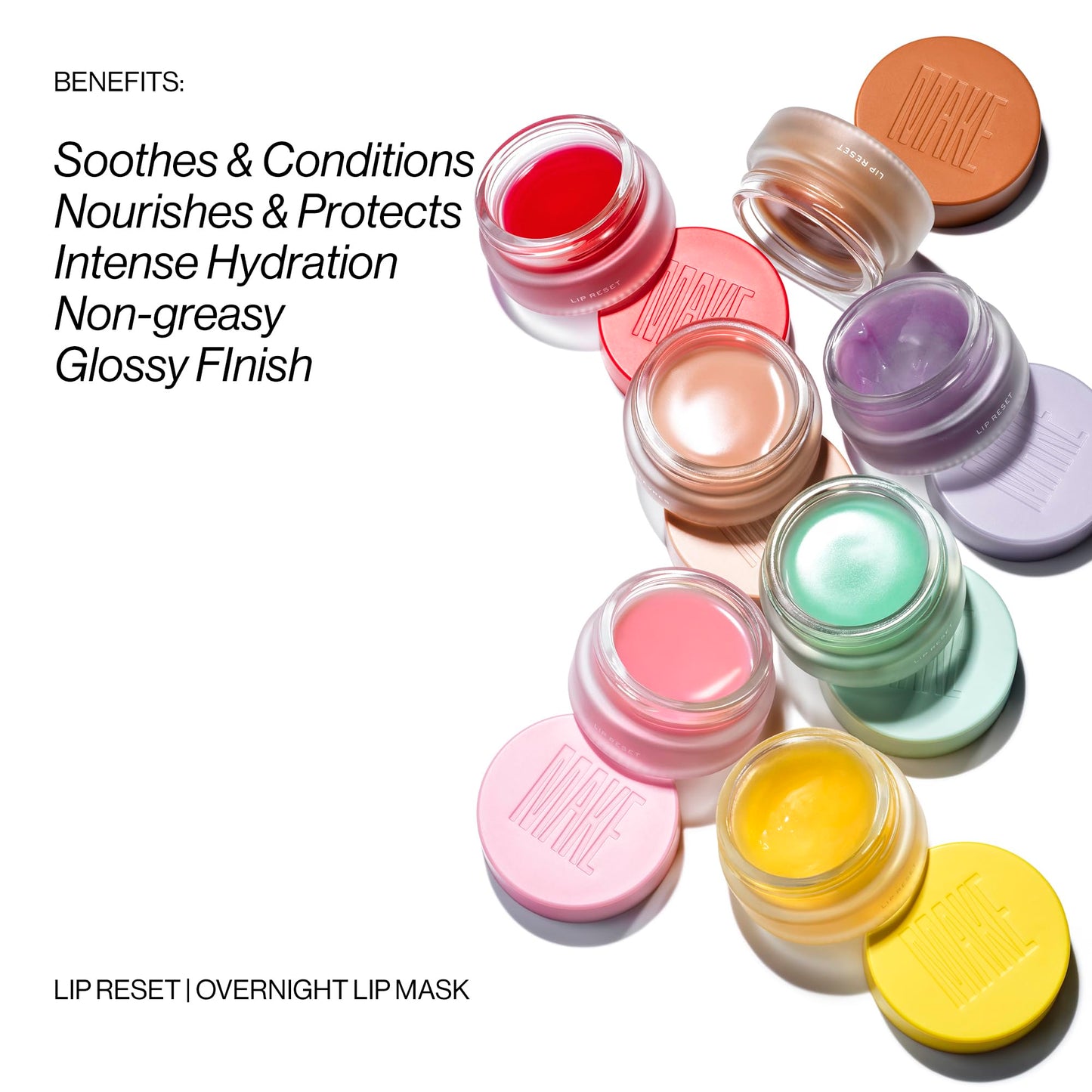 MAKE Beauty Lip Reset Overnight Lip Mask. Nourishing, Hydrating Treatment for Dry, Flaky. Plumps, Softens, and Smooths. Mystic Mint Flavor