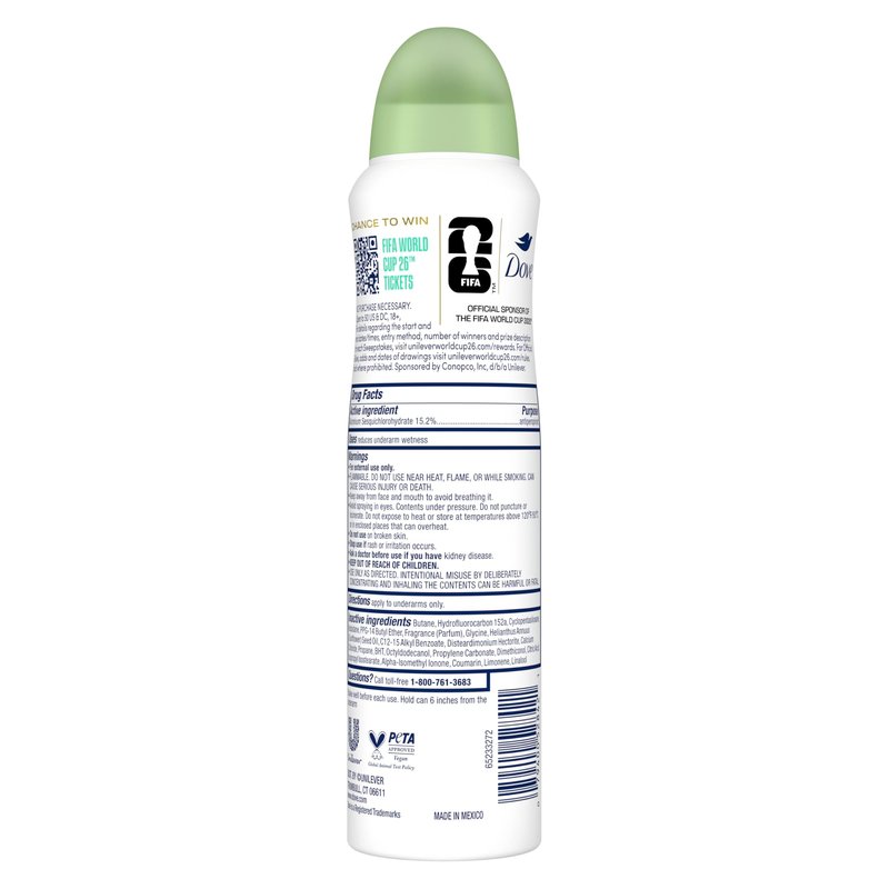 Dove Advanced Care Dry Spray Antiperspirant, Palo Santo & Sage, 72h Sweat & Odor Protection, Alcohol Free – FIFA World Cup Limited Edition, 3.8 oz