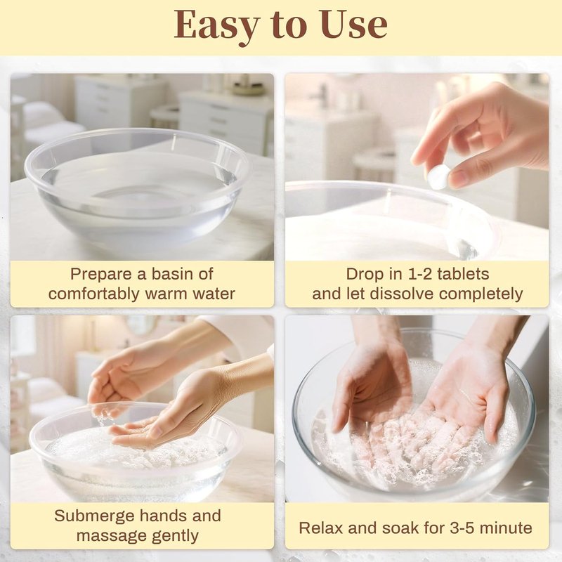 Skiennix Manicure Spa Balls - Milk & Honey Moisturizing Soak Tablets | 80 Count Cuticle Softener for Hands & Feet