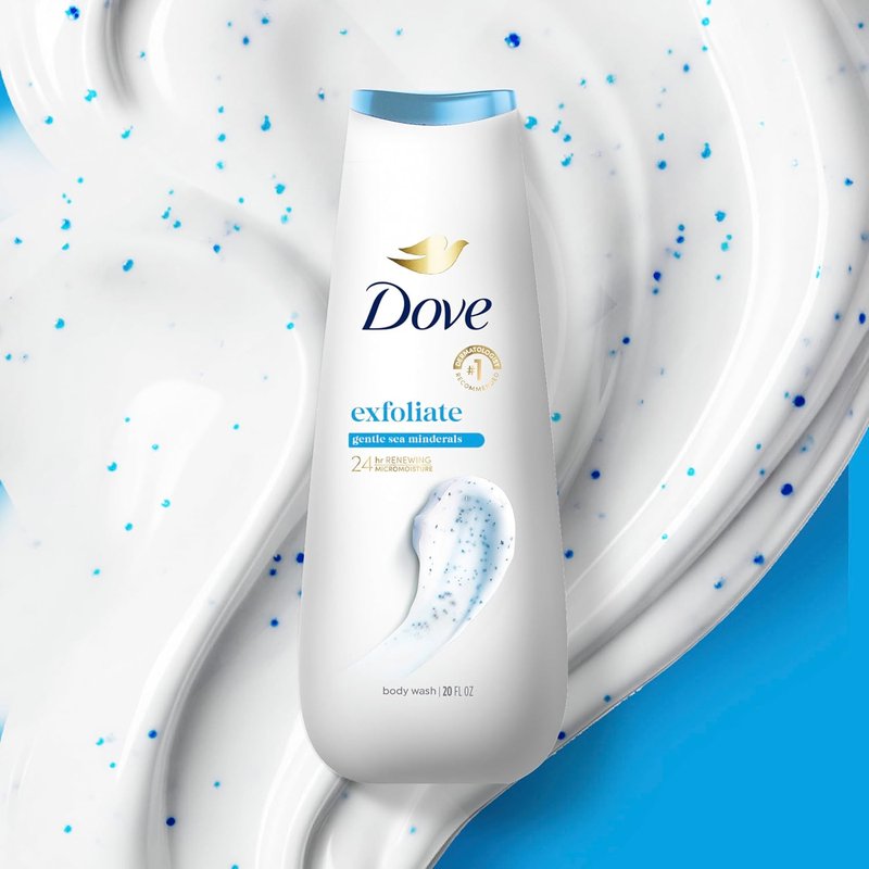 Dove Body Wash - Gentle Exfoliating Cleanser with Sea Minerals | 20 oz Moisturizing Formula for Soft Skin