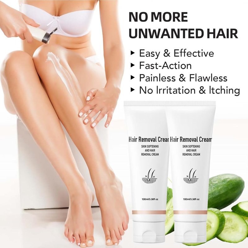 Gentle Hair Removal Cream for Women - Aromatic Skin Softening Formula | Ideal for Legs, Arms, Chest & Bikini Line (Cucumber)