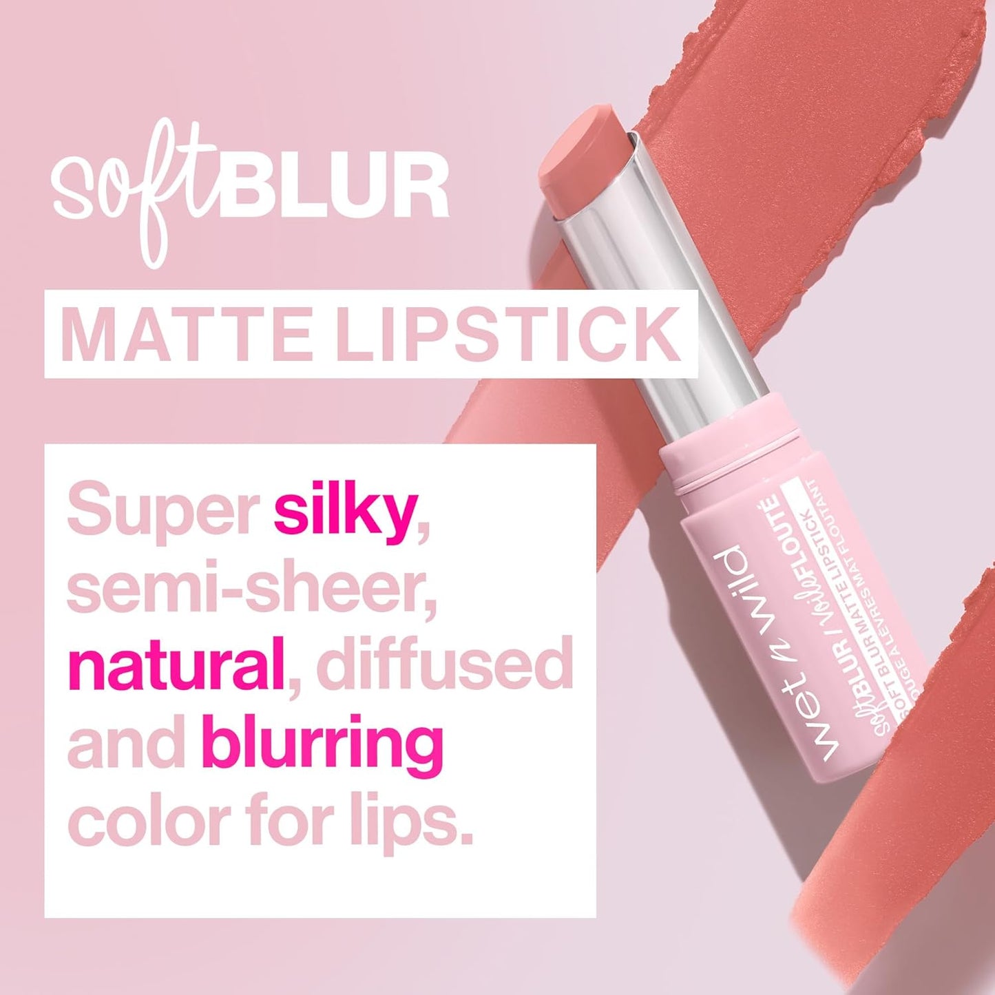 Wet n Wild Soft Blur Matte Lipstick - Velvety Semi-Sheer Color, Comfortable Wear | Apricot Smoothie