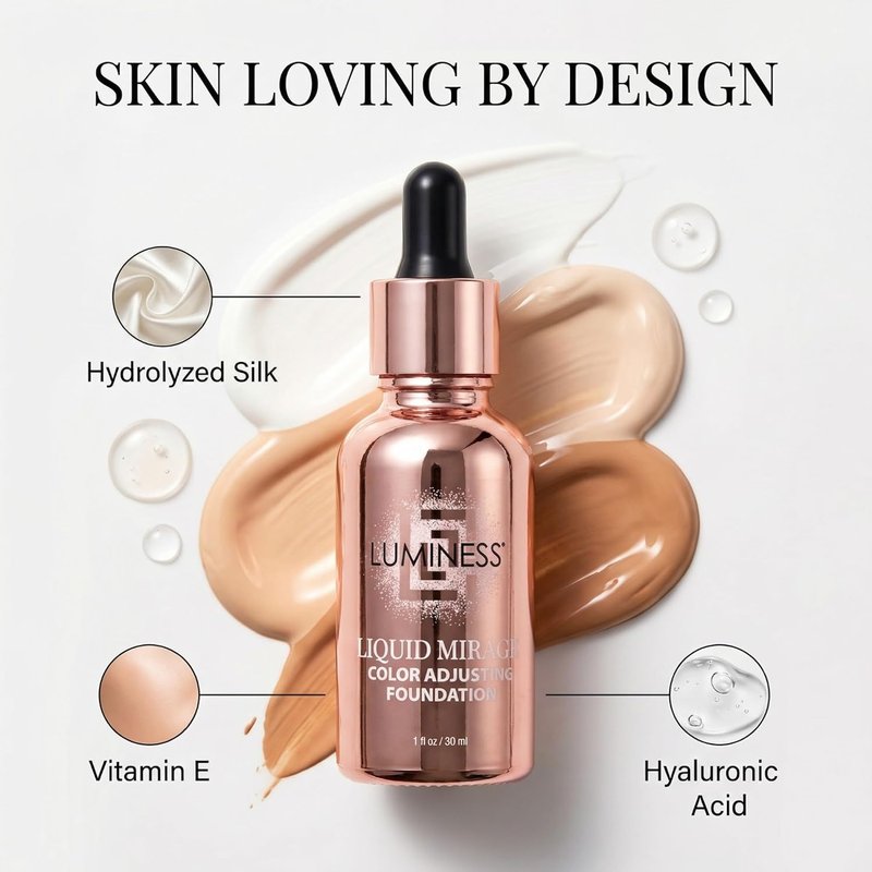 LUMINESS Liquid Mirage Foundation - Color Changing, Hydrating Makeup with Hyaluronic Acid | Fair Shade for Mature Skin