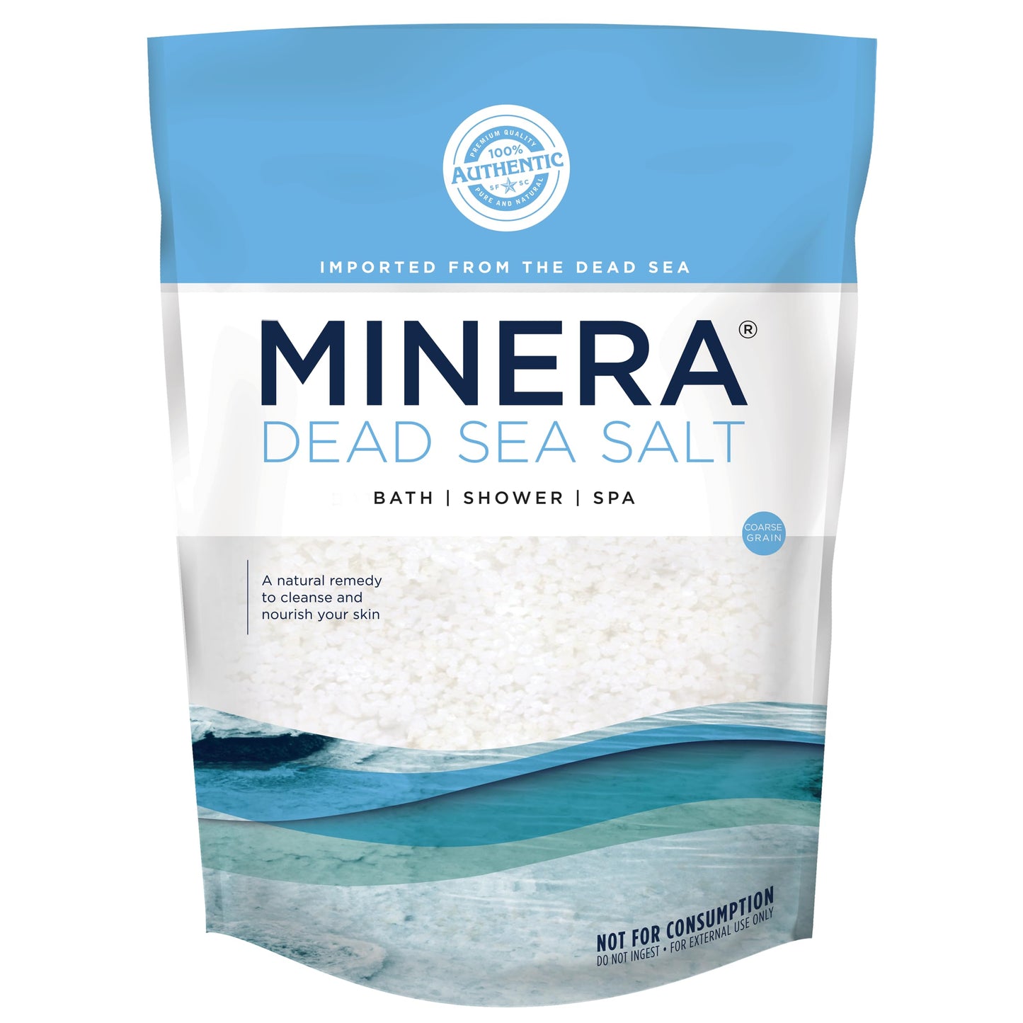 Minera Coarse Grain Dead Sea Salt for Bath & Soaking – 19 lbs, Fast-Dissolving, 100% Pure & Natural, Unscented, Skin-Nourishing Bulk Sea Salt