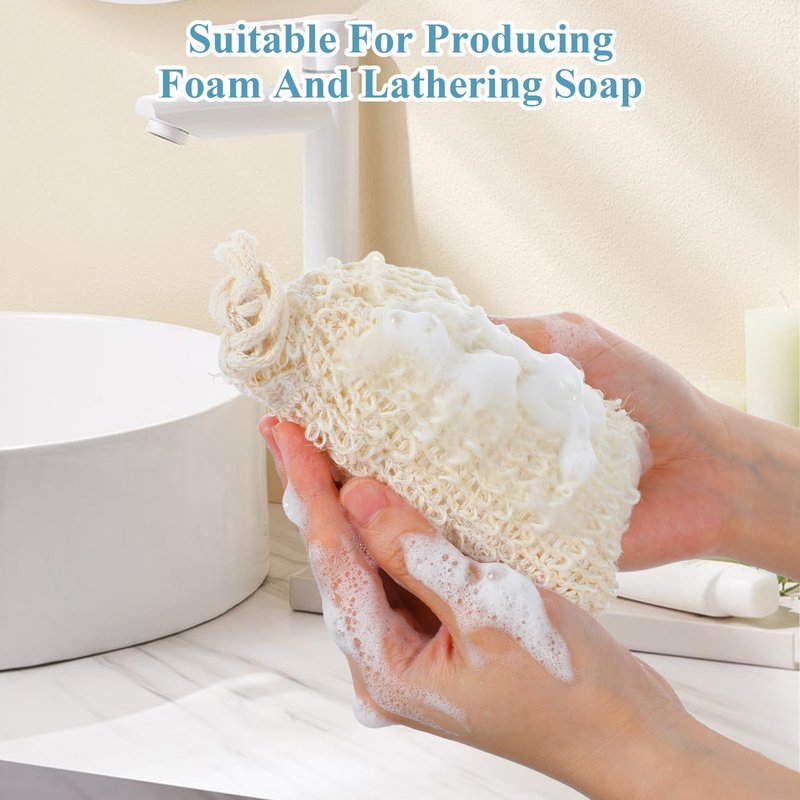 PercyEffie 50pcs Soap Saver Bag mesh soaps bags with Drawstring Exfoliating Pouch Sisal soaps bag loofah pouch soap savers for bar Foaming and Drying Exfoliating Net for Bath and Shower