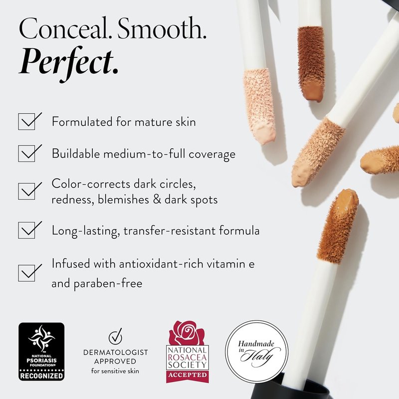 LAURA GELLER NEW YORK Ideal Fix Under Eye Concealer - Full Coverage, Anti-Aging Formula - 1 Porcelain, Hydrating & Crease-Free