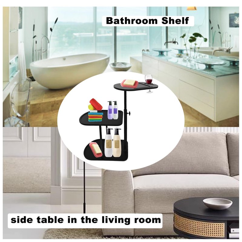 Height Adjustable Bamboo Bathtub Tray Table - 3 Tier Freestanding Bath Caddy Shelf for Tub,Bath Table Tray Tub Shelf for Luxury Spa Experience at Home