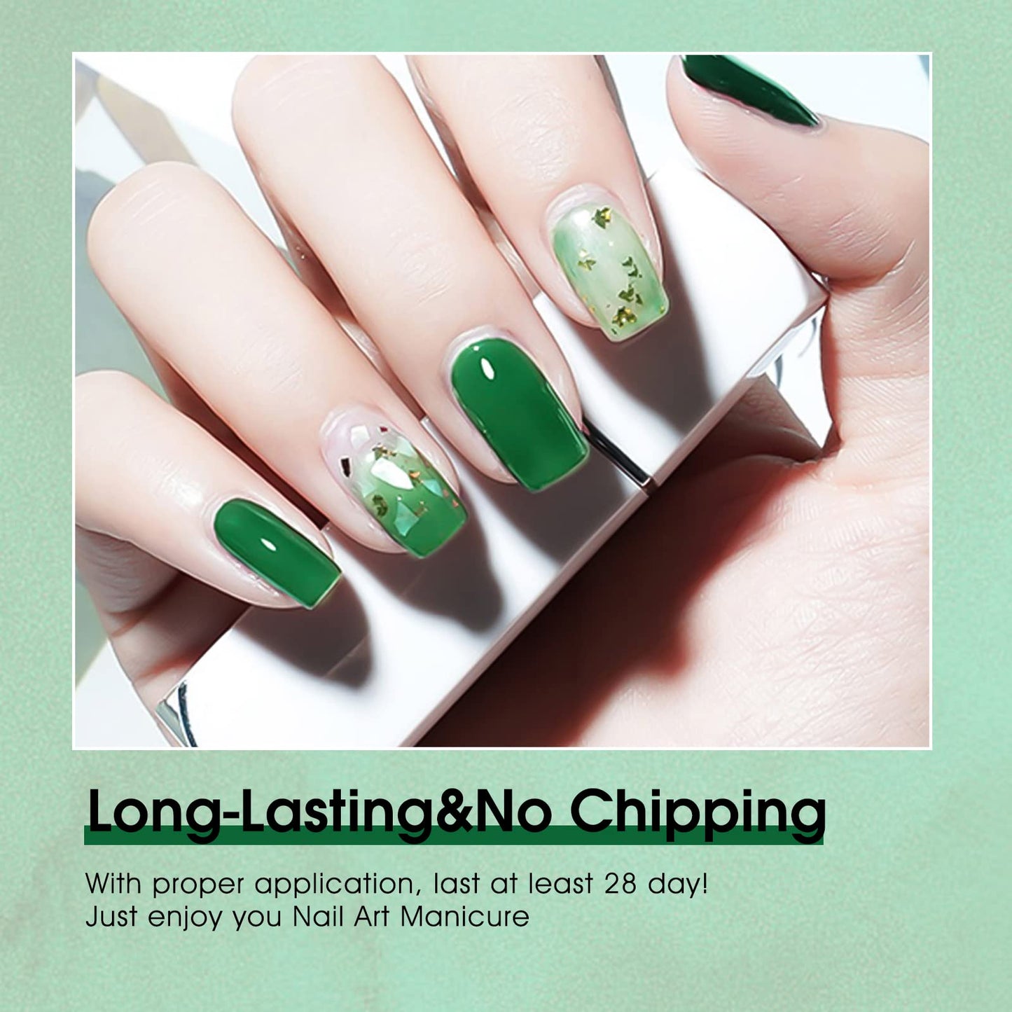 VENALISA Gel Nail Polish, 12ml Emerald Green Color Soak Off UV LED Nail Gel Polish Nail Art Starter Manicure Salon DIY at Home, 0.43 OZ