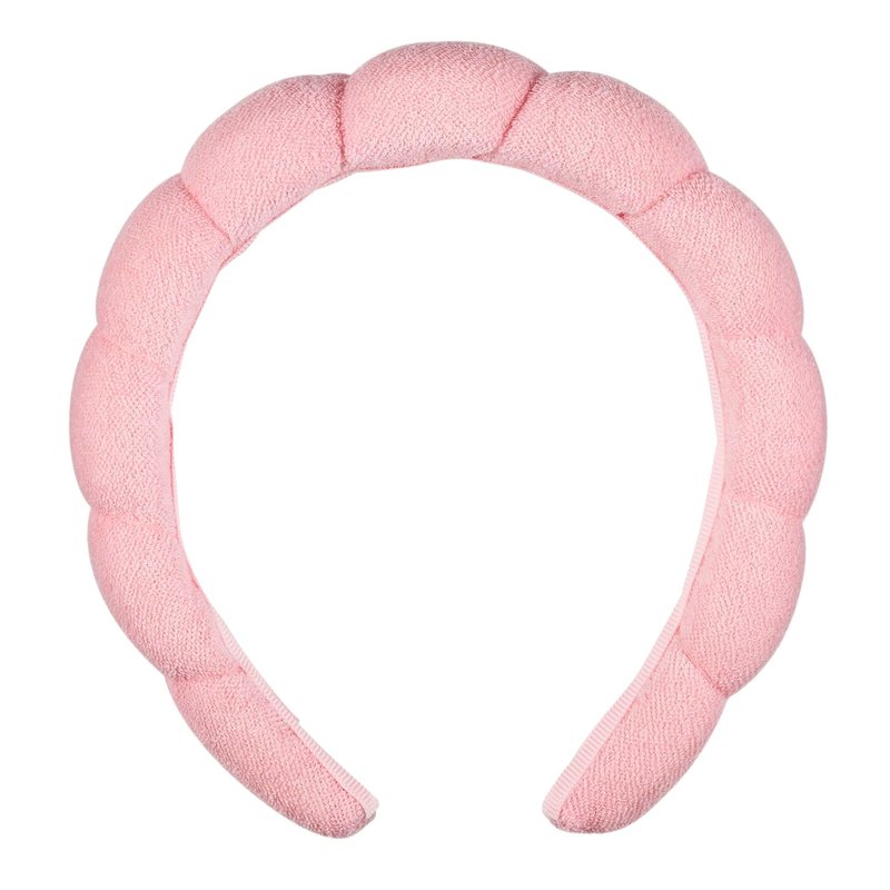 Conair Spa Makeup & Face Washing Headband - Ultra-Absorbent Microfiber | Soft Pink Bubble Design, No-Squeeze Comfort