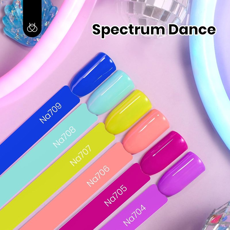 Beetles Neon Gel Polish Set - 6 Hema-Free Colors for Soak Off UV Lamp | Vibrant Summer Nail Art 15ML