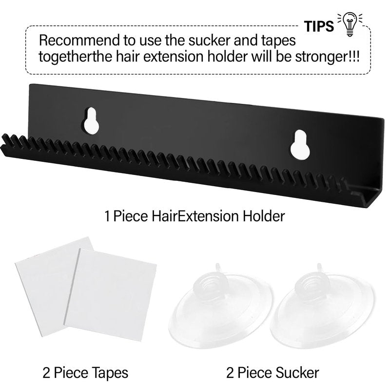 Hair Extension Holder Braiding Hair Rack Hair Extension Hanger Hair Holder Weft Holder w/2 Suction Cups Designed to Securely Hold Extra Wide Wefts While You Wash, Color, Style & Store