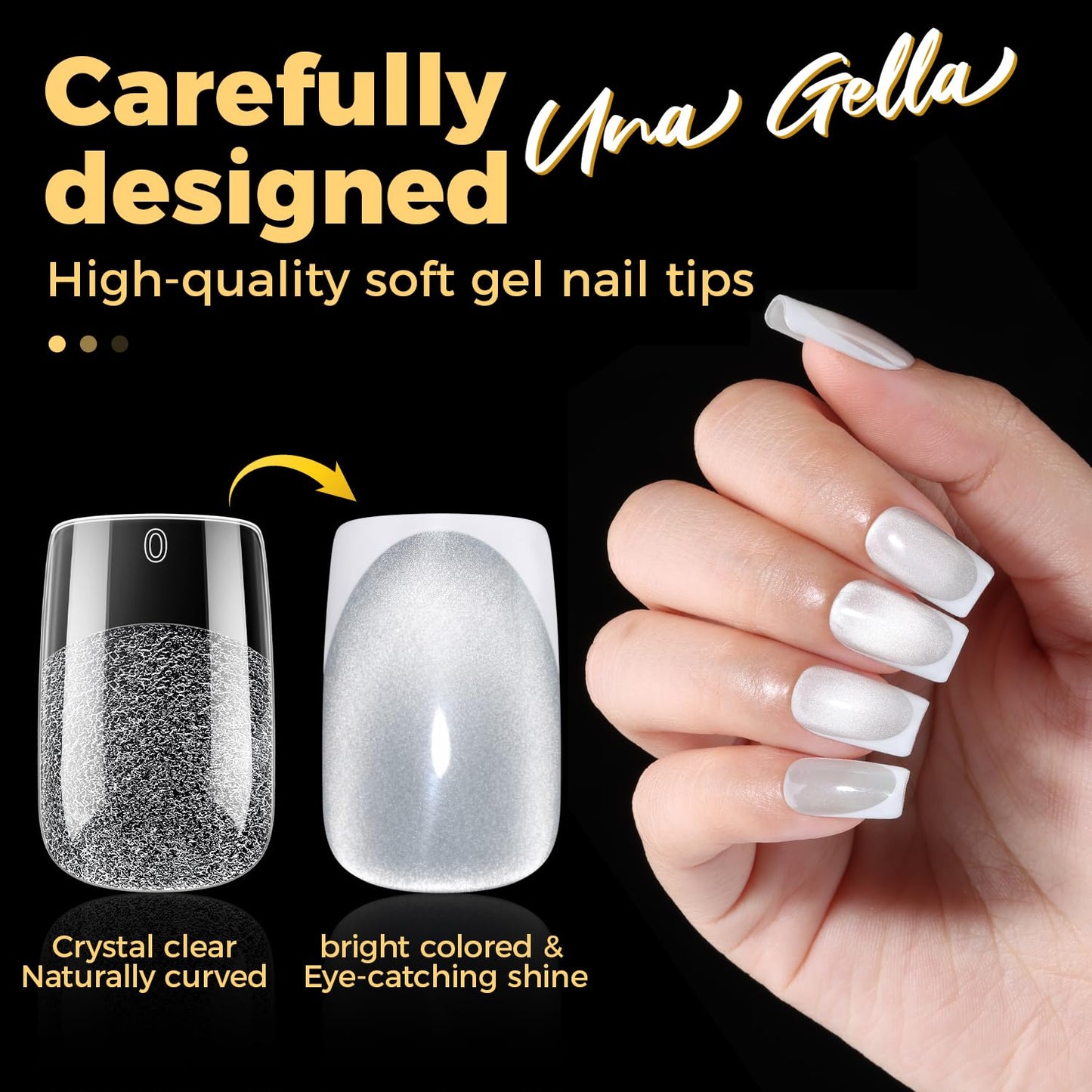 UNA GELLA Short Square Nail Tips, Pre Etched Short Square Gel Nail Tips, 240pcs Soft Gel Clear Press on Nails Full Cover Fake Nails for Nails Extension DIY Salon 12 Sizes At Home