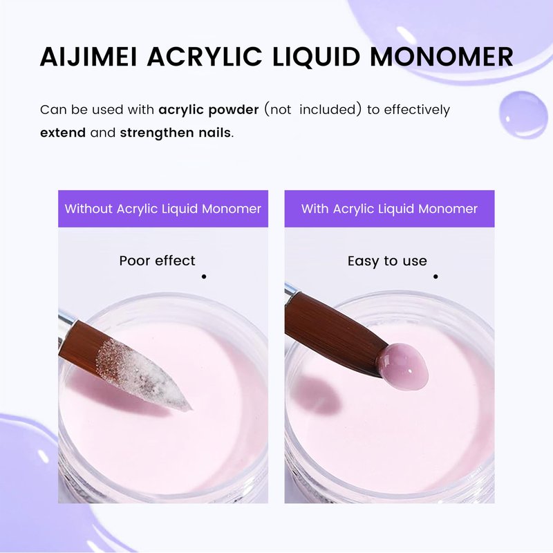 AIJIMEI Monomer acrylic nail liquid 120ml Acrylic Liquid Monomer Acrylic Professional Liquid Monomer Suitable for Acrylic Nail Extension Suitable for Beginners DIY Home Nail Salon Use