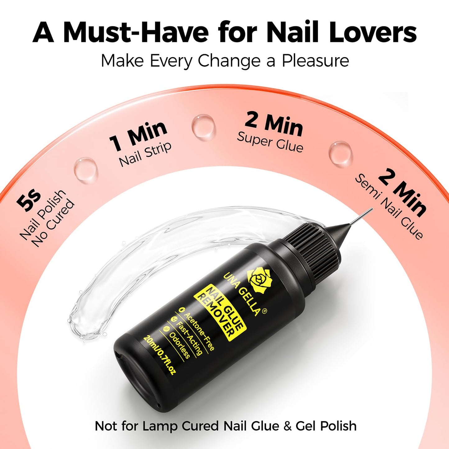 UNA GELLA Nail Glue Remover & Strong Nail Glue Gel Set - 15ml | No UV Lamp Needed