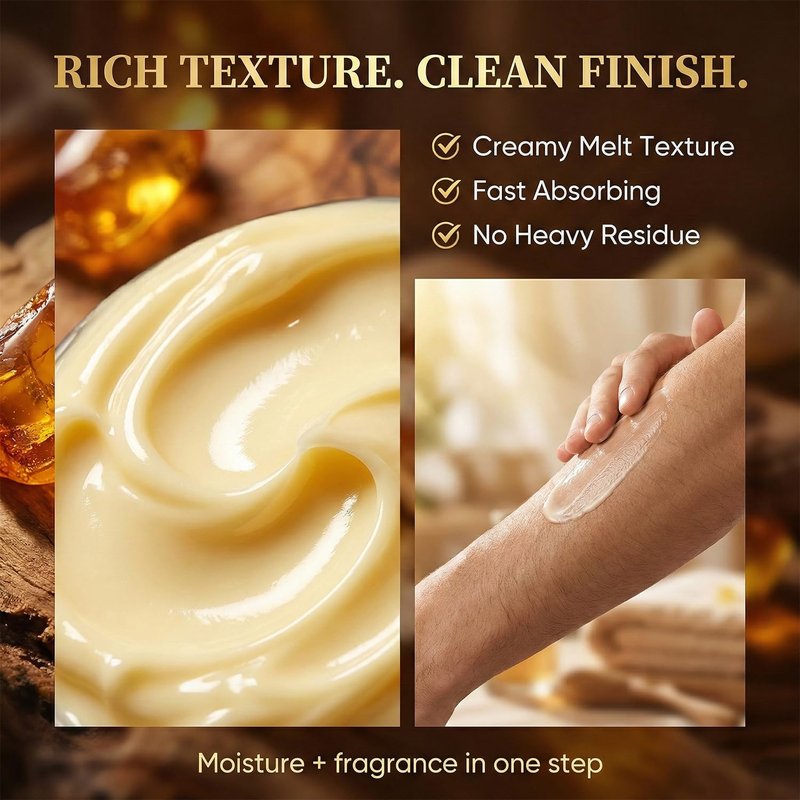 Allaura Beauty Pheromone Body Butter Men, Mens Skin Cream, Cologne-Inspired Fragrance Moisturizer with Shea Butter, Cocoa Butter & Coconut Oil, Non-Greasy Hydrating Body Cream - Woody Amber