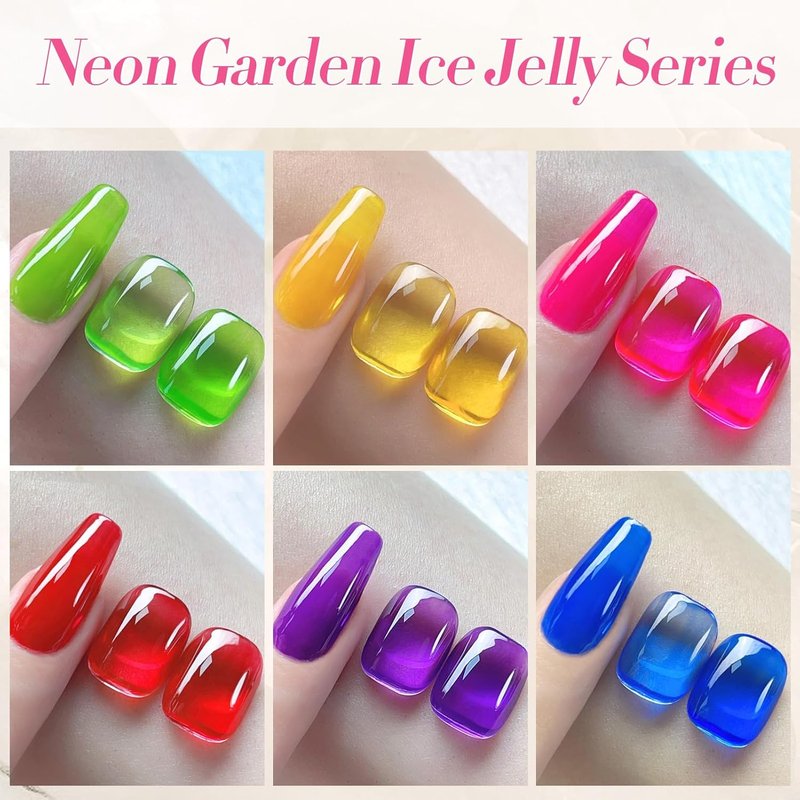Neon Gel Nail Polish Set - Translucent Soak Off Colors for DIY Nail Art | 6 Vibrant Shades