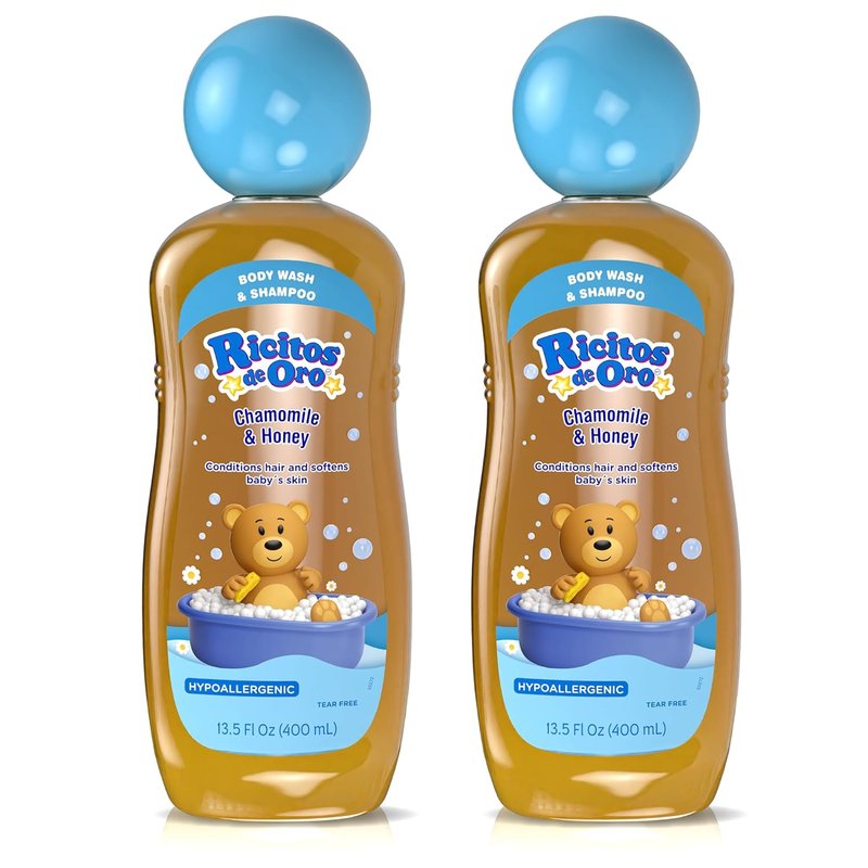 Ricitos de Oro 2-in-1 Baby Shampoo & Body Wash - Gentle Tear-Free Formula with Chamomile & Honey, 13.5 fl oz, 2-Pack