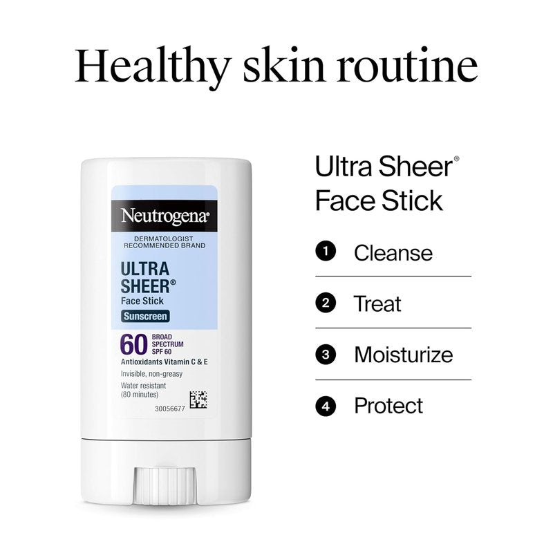 Neutrogena Ultra Sheer Stick Sunscreen SPF 60 - Invisible Finish, Broad Spectrum Protection | Travel Size .47 oz