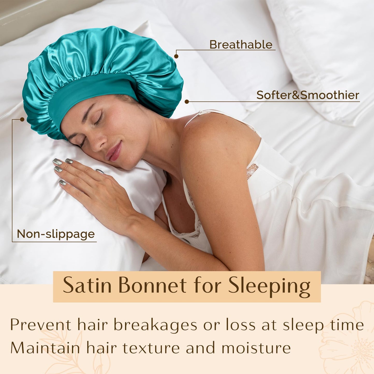 YANIBEST Silk Bonnet for Men Women Hair Bonnet for Sleeping Double Layer Satin Bonnet for Natural Curly Hair Unisex Sleep Cap, Blue