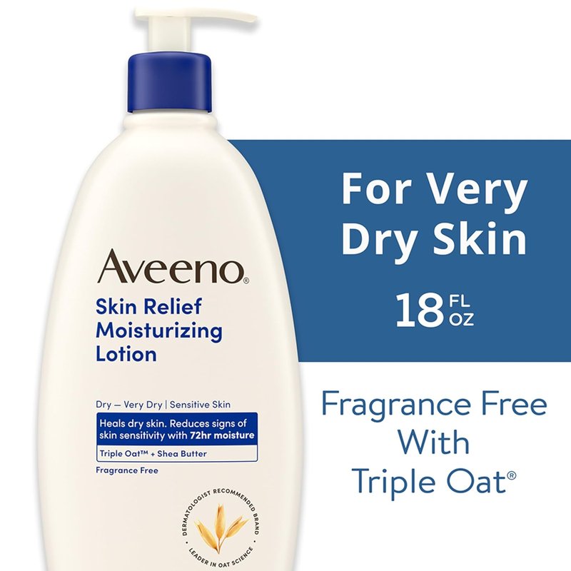 Aveeno Skin Relief Moisturizing Lotion - Fast-Absorbing Body Lotion for Very Dry, Sensitive Skin | 18 fl. oz, Fragrance-Free