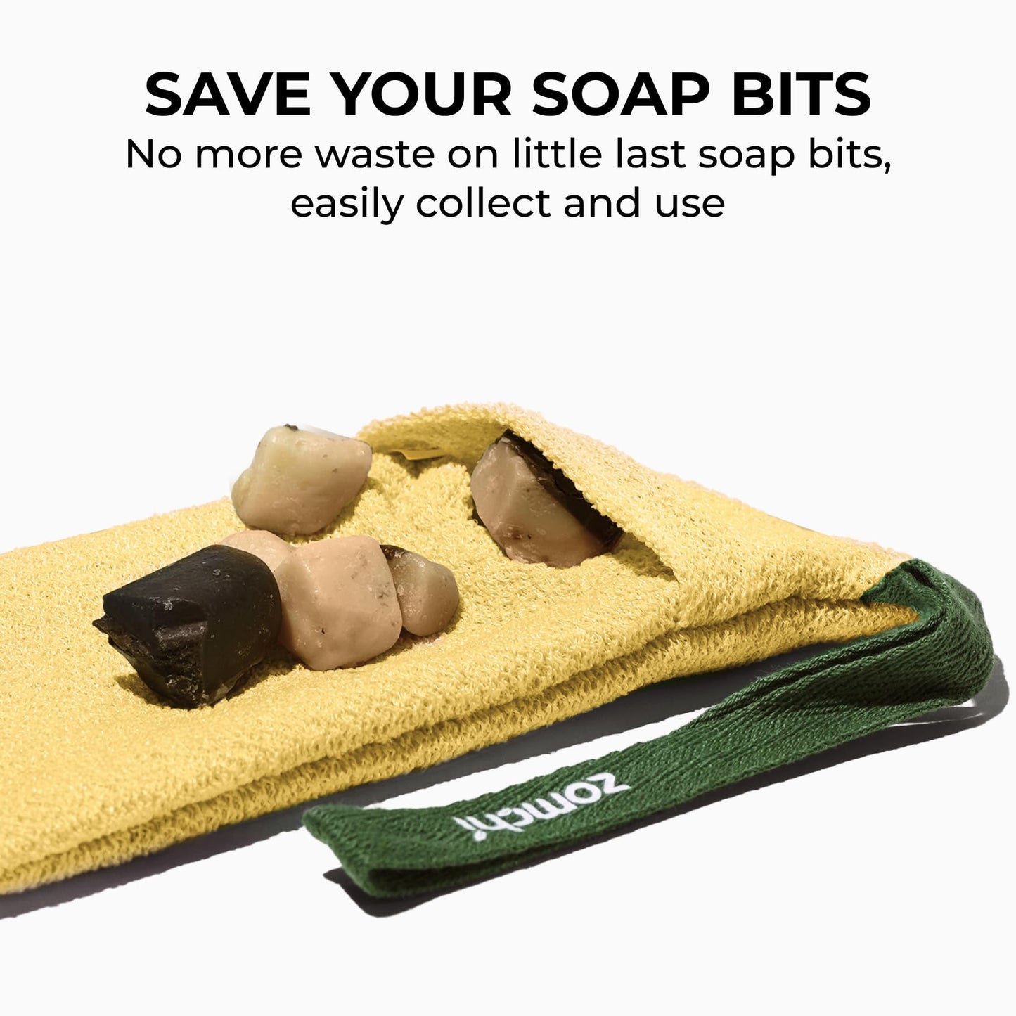 ZOMCHI Bar Soap Saver Bag with Different Roughness, Exfoliating Soap Bag, Soap Pouch for Body Wash (2 Pieces, Yellow)