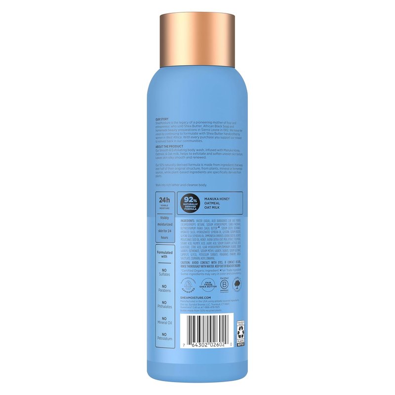 SheaMoisture Manuka Honey Oatmeal Body Wash - Smooth & Exfoliating for 24H Moisture | 18 oz