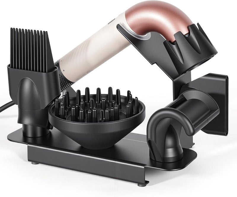 Affogato Hair Dryer Holder - Magnetic Organizer Stand for Dyson Supersonic | Durable Steel with 4 Holes