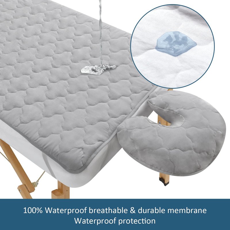 2-Piece Waterproof Massage Table Sheet Set, Extra Soft, Cushy, for Massage Tables, Includes Massage Fitted Sheet and Face Rest Cover, Grey