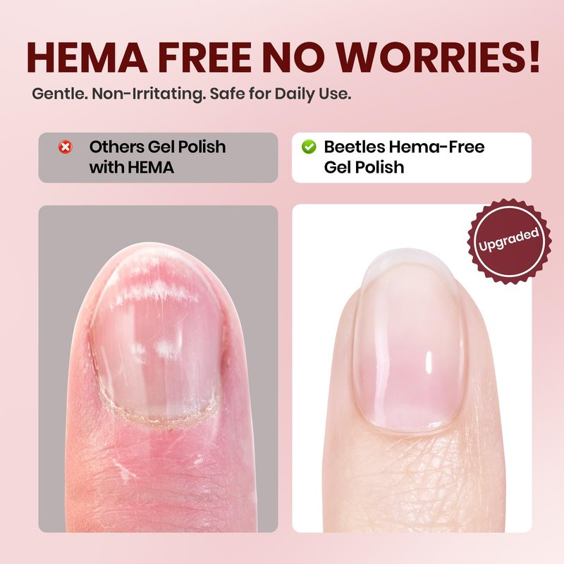 Beetles 22 Pcs HEMA-Free Gel Nail Kit with U V Light - 6 Color Pink Nude Red Pearl White Gel Polish Set Ethereal Glow Gift-Ready Package DIY Salon Portable Manicure Kit Mothers Day Gifts for Women