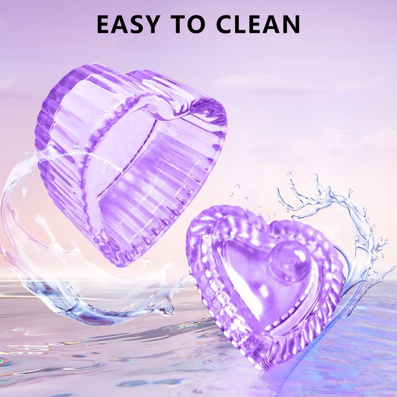 Crystal Sweet Heart Shape Acrylic Liquid Powder Glass Dappen Dish Glass Cup w Cap Lid Bowl for Acrylic Nail Art Transparent Kit (HJ-NAPB071-Purple-2pcs)