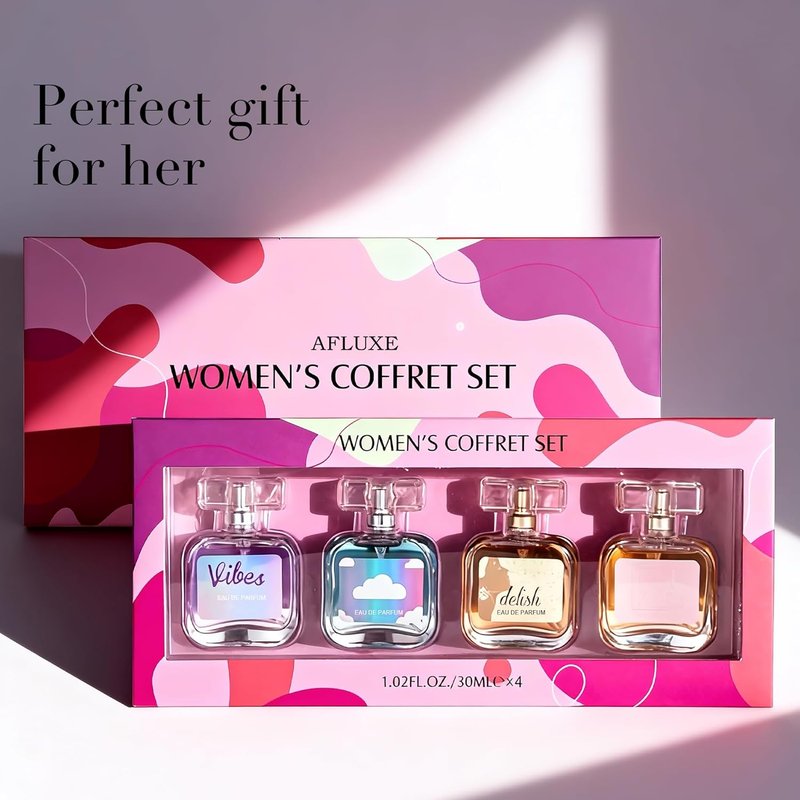 AFLUXE Women's Perfume Coffret Set - 4-Piece Luxury Eau de Parfum Collection | Long-Lasting Fragrance, 1.02 Fl Oz Each