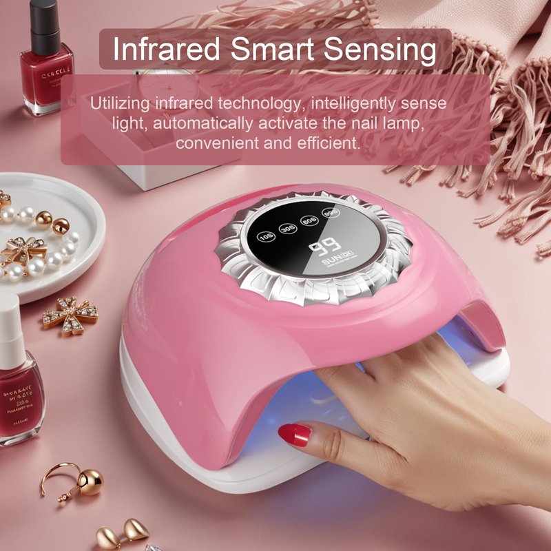 LVAINIT Pink UV LED Nail Lamp – Elegant Touch Screen Nail Dryer with 4 Timer Settings, Detachable Base & Dual Light Beads for Quick Gel Polish Curing – Salon-Quality Manicure at Home