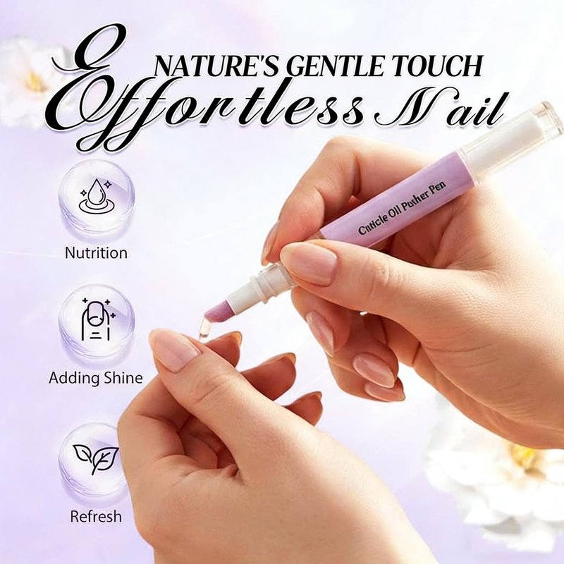2PCS Cuticle Oil Pusher Pen, 2-in-1 Cuticle Pusher & Oil Pen, Portable Nail Care Pen Instant Cuticle Remover Tools for Dry Damaged Nails Hangnails Moisturizes Strengthens Brightens
