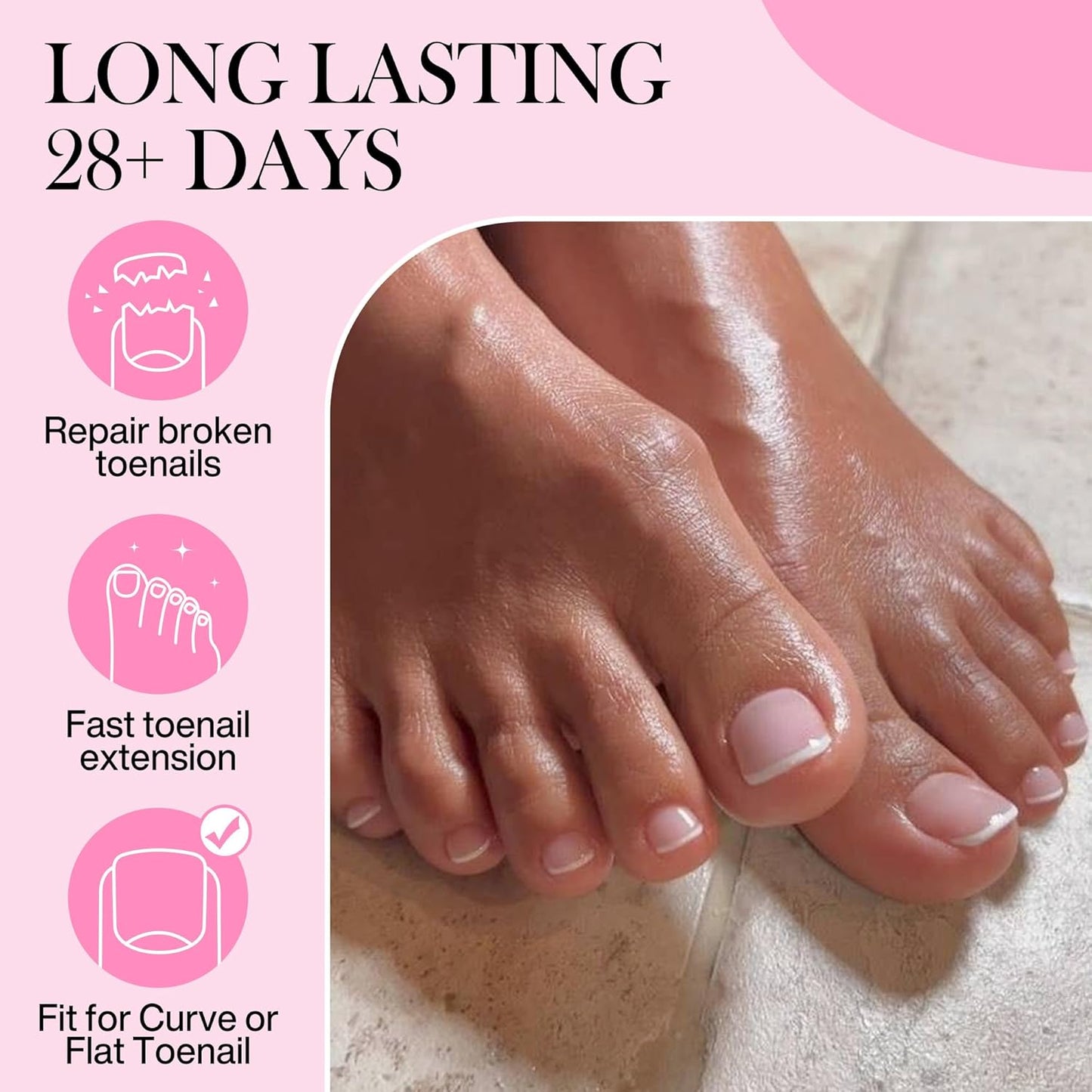 Skiennix Square Toe Nail Tips - 240pcs Matte Press-On Toenails | 12 Sizes for DIY Nail Extensions