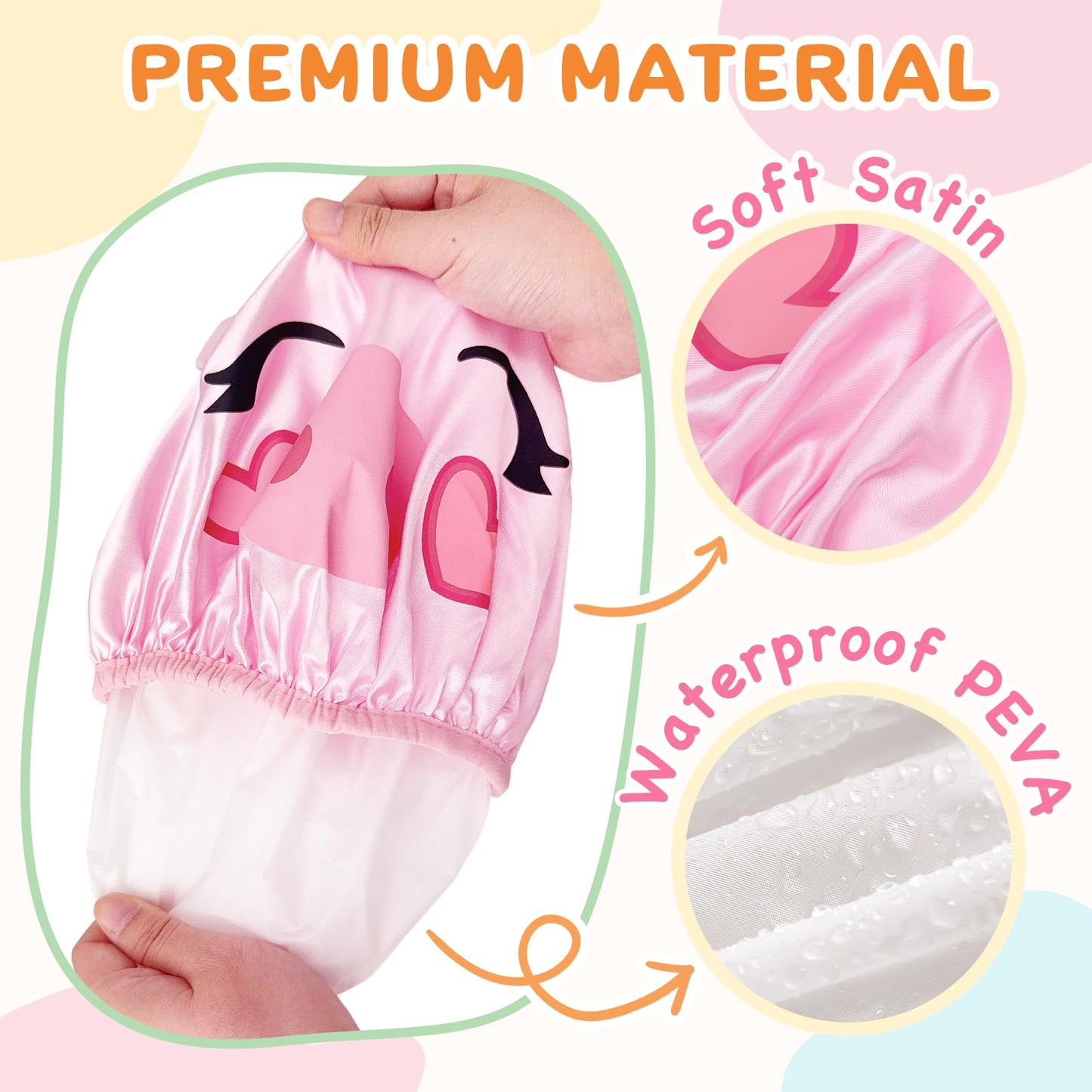 kilofly 3pc Fun Cute Animal Shower Caps for Kids Reusable Waterproof Bath Hat Set
