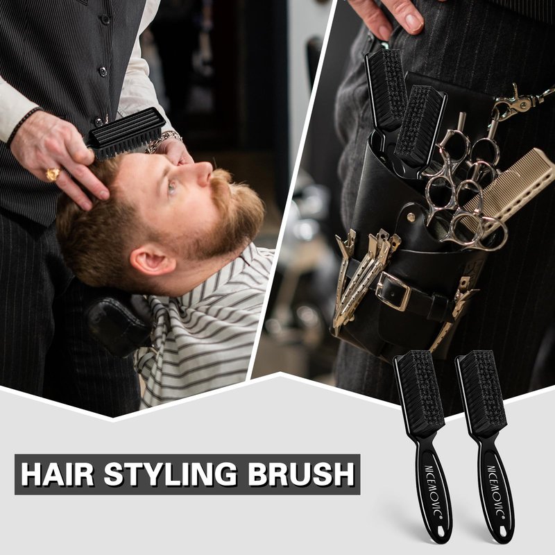 NICEMOVIC Barber Clipper Brushes, 10 Pcs Plastic Handle Nylon Bristles Cleaning Brush, Multifunctional Cleaning Supplies for Hair Styling Tools, Kitchen Sink, Shoes (Black)