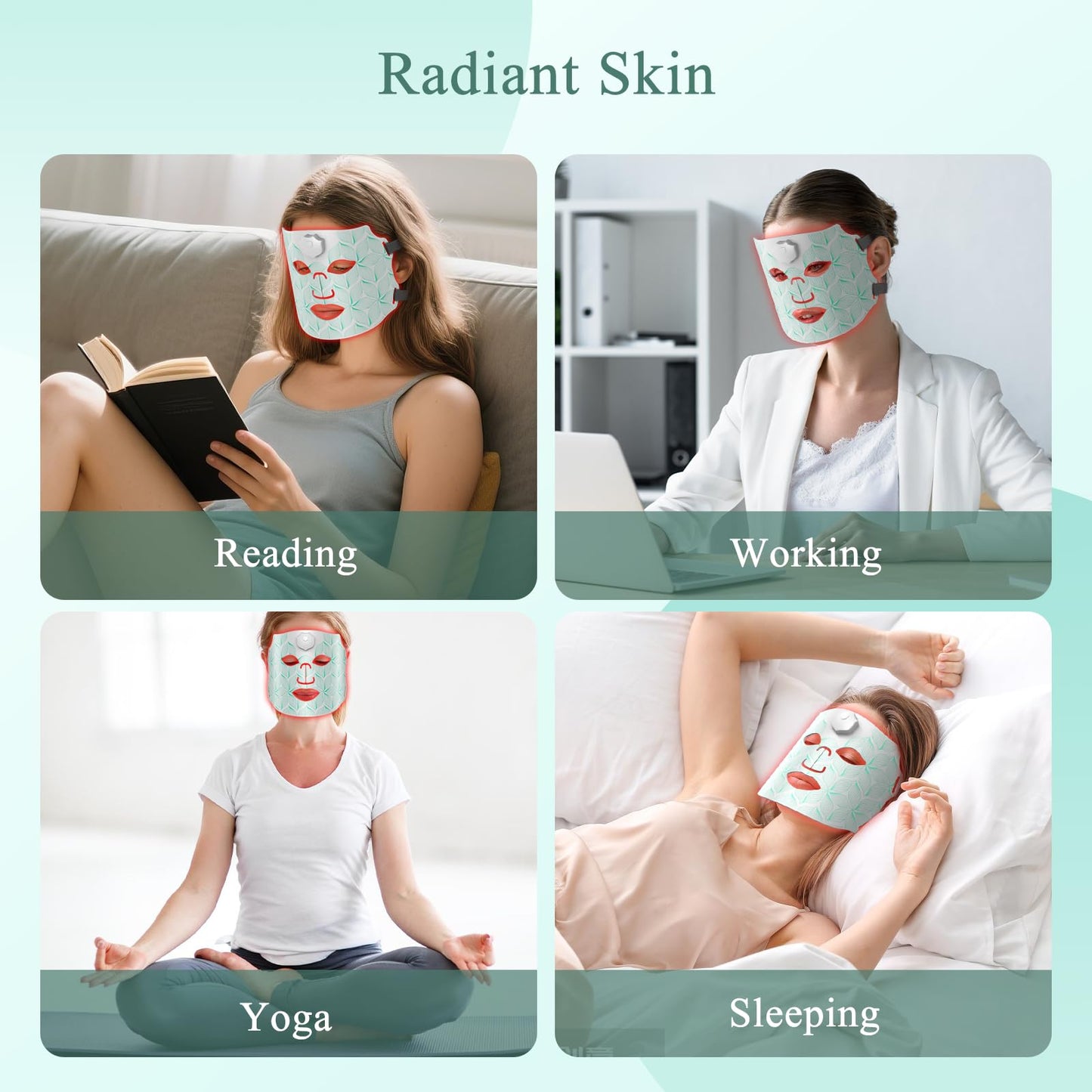 Verfubo Red Light Therapy for Face, 7 Colors LED Red Light Therapy Mask, USB-C Rechargeable Silicone Face Mask, Hands-Free Skincare Device for Home Spa, Daily Self-Care, Relaxation & Travel