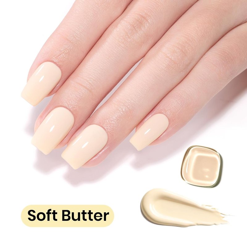 Beetles Yellow Gel Nail Polish - Soft Butter Yellow UV Soak Off | 15ML Long-Lasting Pastel Nail Art