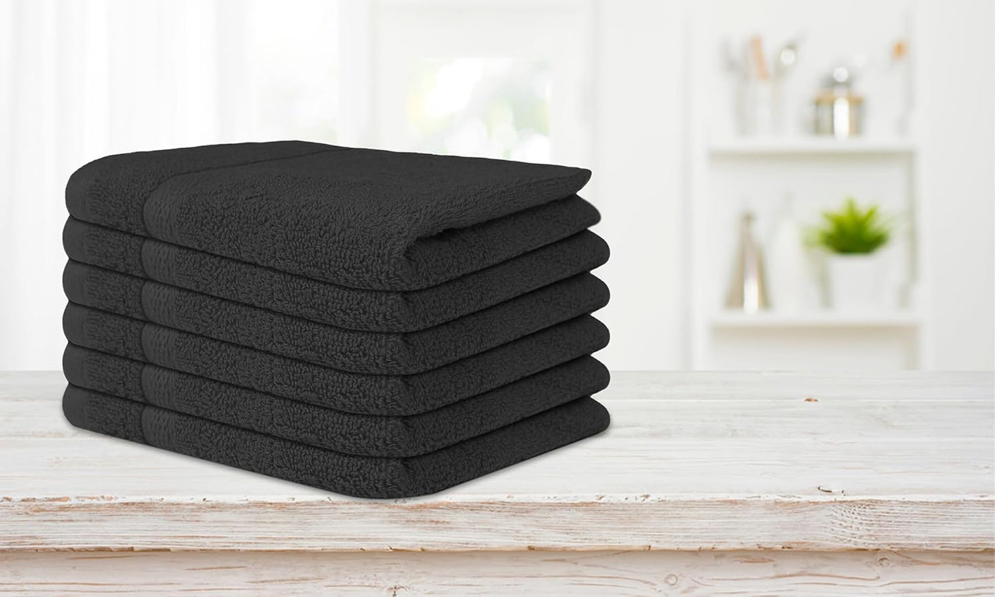 Soft Wash Cloths - Plush, Absorbent Cotton Face & Body Washcloths - 12 Pack, Quick-Dry 13x13'' (Dark Grey)