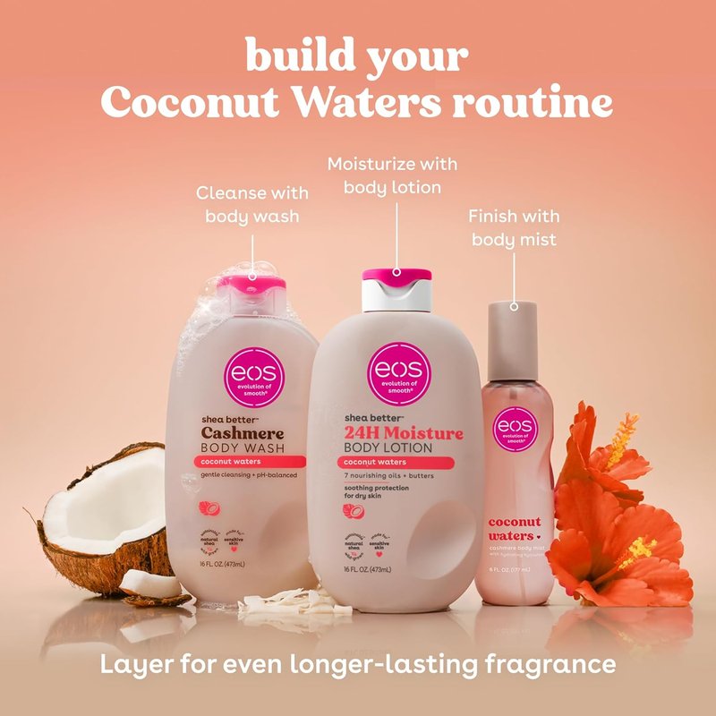 EOS Cashmere Body Wash - Coconut Waters Moisturizing Gel with Shea Butter & Vitamin E | 16 fl oz